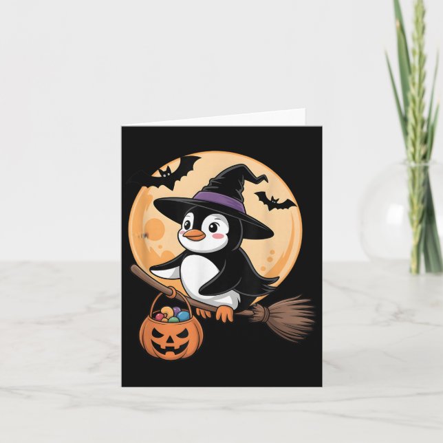 Penguin Witch Hat Pumpkin Halloween Costume Men Wo Card (Front)