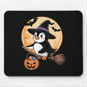 Penguin Witch Hat Pumpkin Halloween Costume Men Wo Mouse Pad