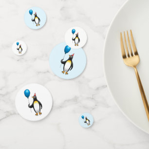Penguin with a balloon confetti