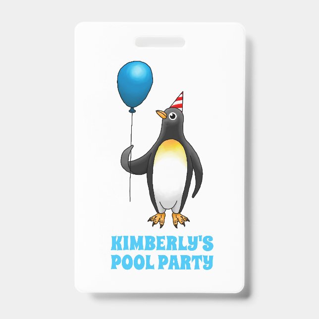 Penguin with a balloon ID badge (Front)