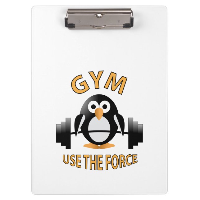 Penguin with a barbell clipboard (Front)