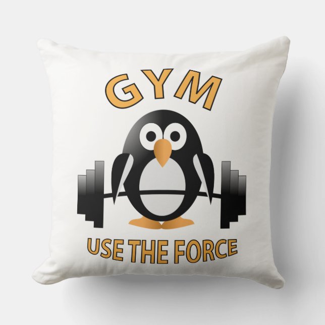 Penguin with a barbell cushion (Front)