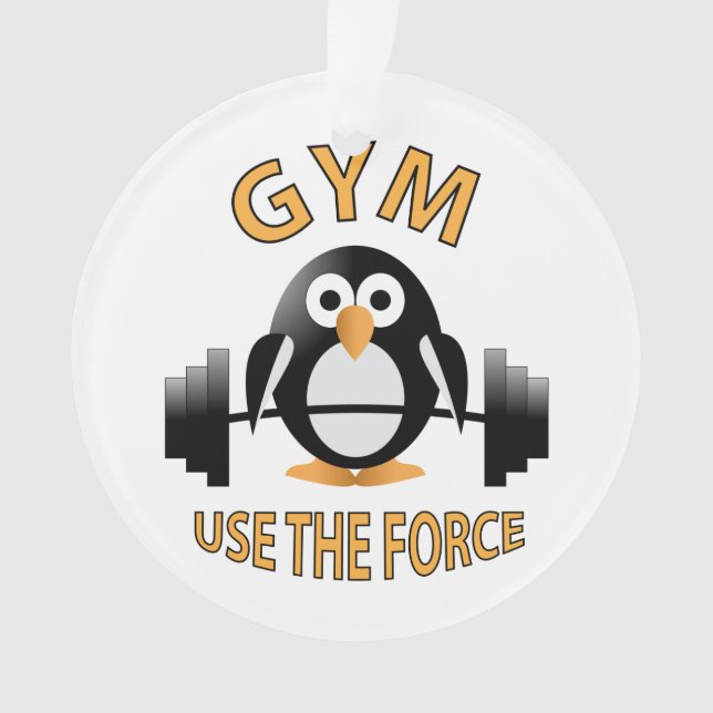 Penguin with a barbell ornament (Front)