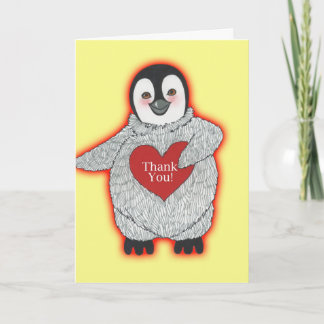 Penguin with a Heart Thank You Card
