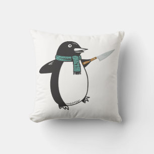 Penguin with a Knife T-Shirt Cushion
