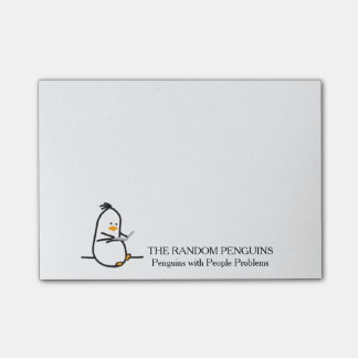 Penguin with a laptop... on post-its post-it notes