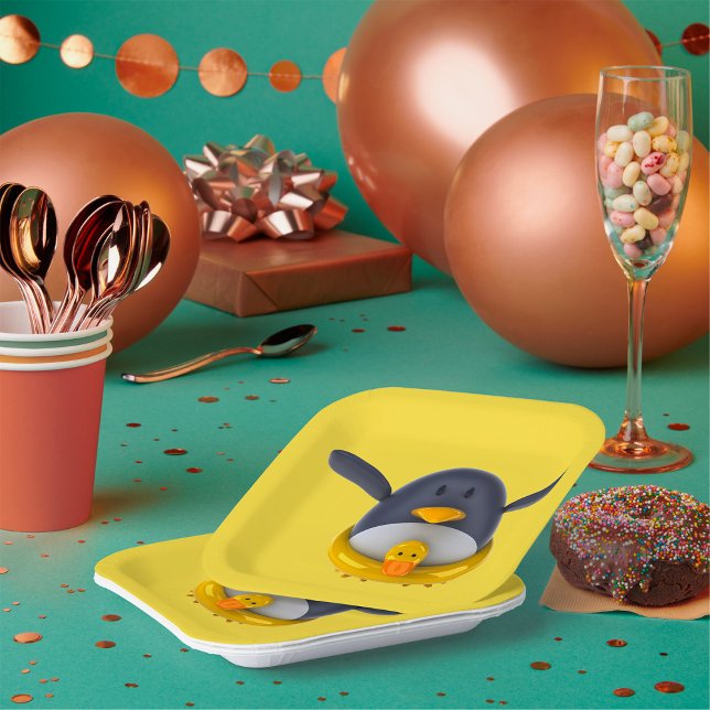 Penguin With A Rubber Duck Paper Plates (Creator Uploaded)
