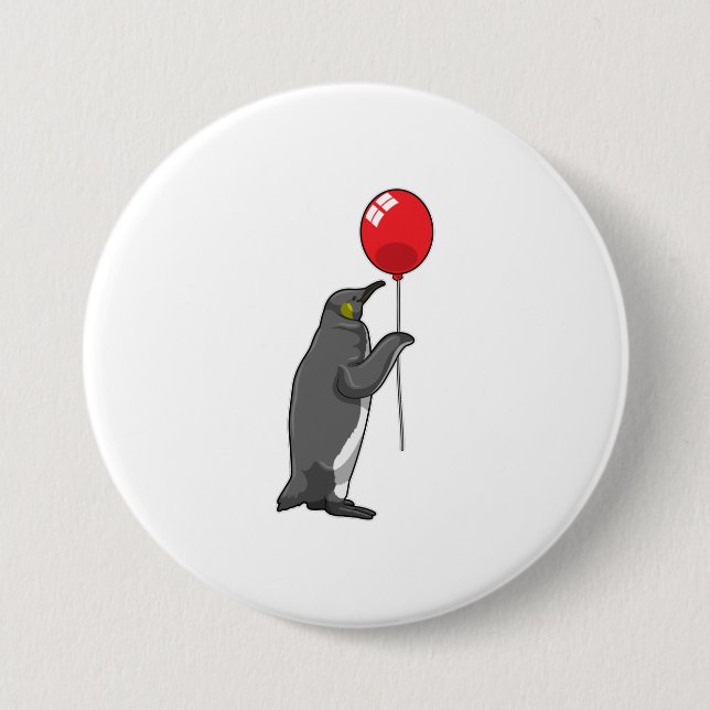 Penguin with Balloon 7.5 Cm Round Badge (Front)