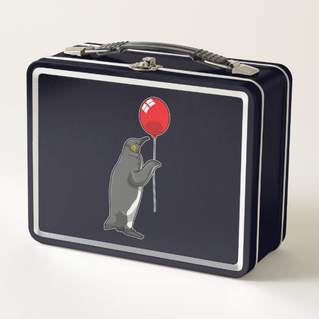 Penguin with Balloon Metal Lunch Box (Front)