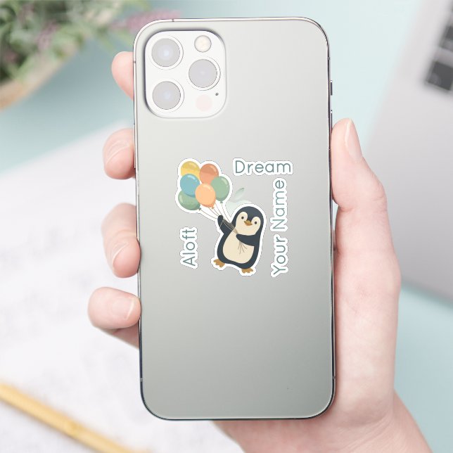 Penguin with Balloons | Custom Vinyl Stickers (Phone)