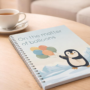 Penguin with Balloons   Dry Humour Custom Notebook