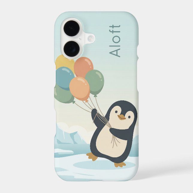 Penguin with Balloons | Personalised iPhone Case (Back)