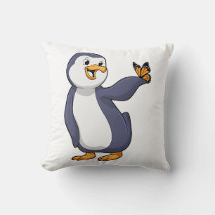 Penguin with Butterfly Cushion