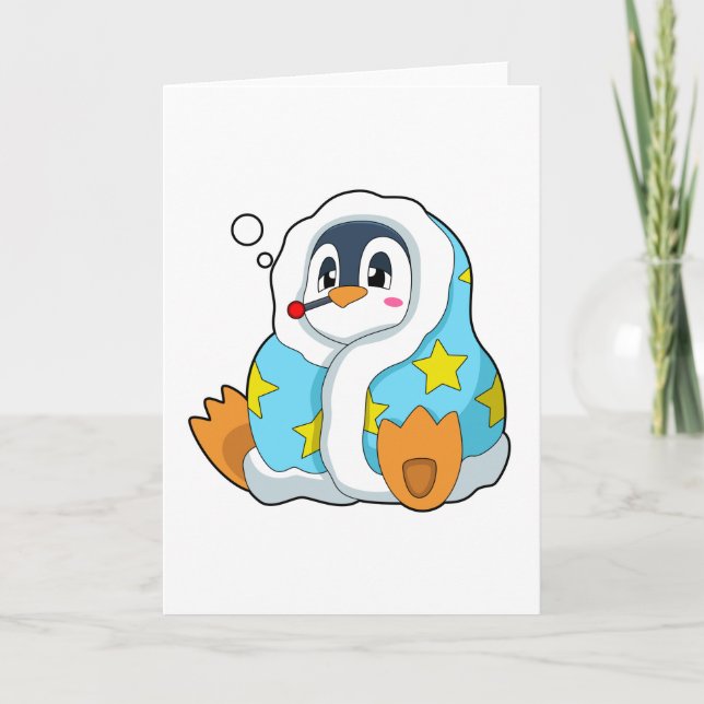 Penguin with Clinical thermometer Card (Front)