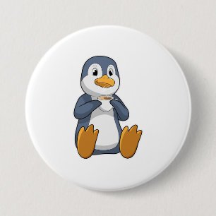 Penguin with Coffee Cup 7.5 Cm Round Badge