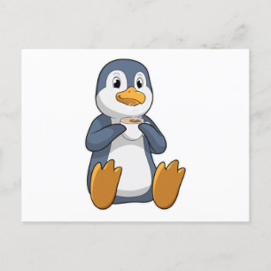 Penguin with Coffee Cup Postcard