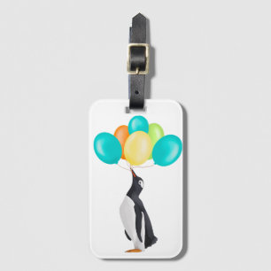 Penguin With Colourful Balloons Luggage Tag