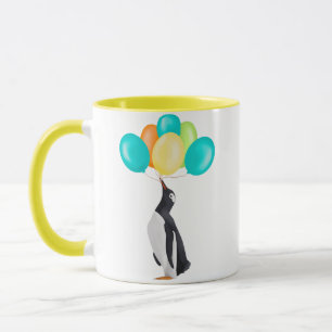 Penguin With Colourful Balloons Mug