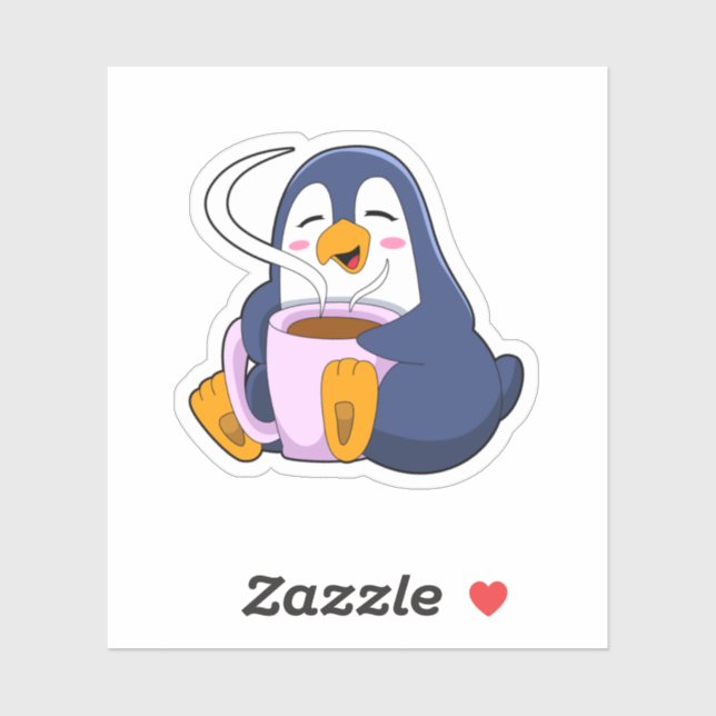 Penguin with Cup of Coffee (Sheet)