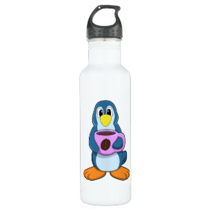 Penguin with Cup of Coffee 710 Ml Water Bottle