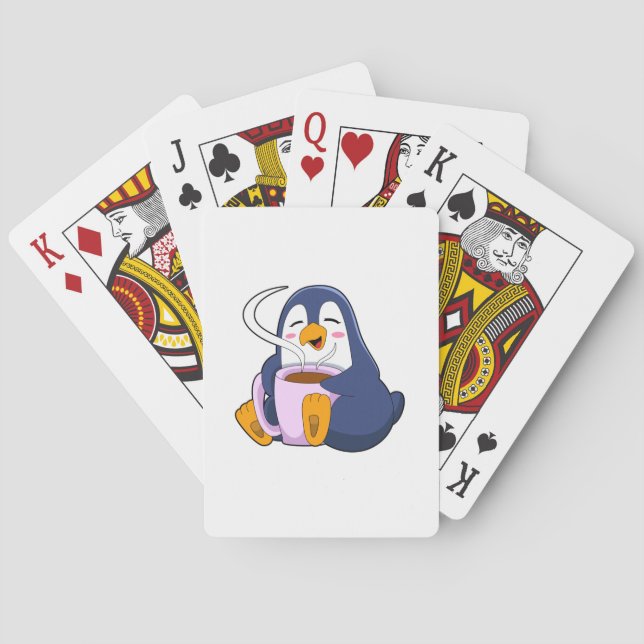 Penguin with Cup of Coffee Playing Cards (Back)