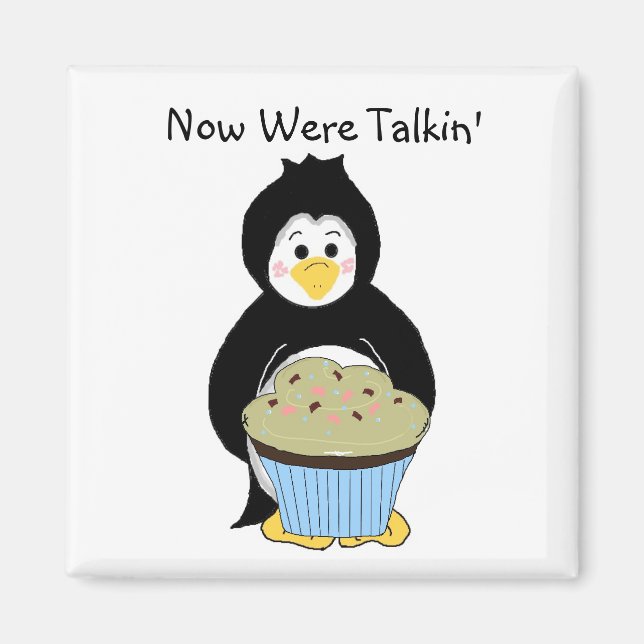 Penguin with Cupcake Magnet (Front)
