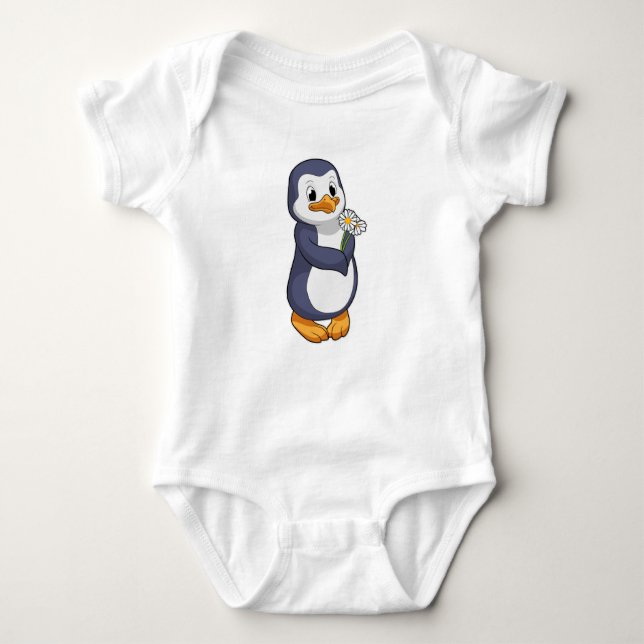 Penguin with Daisy Baby Bodysuit (Front)