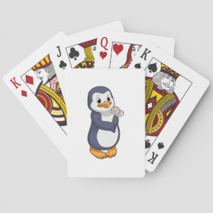 Penguin with Daisy Playing Cards