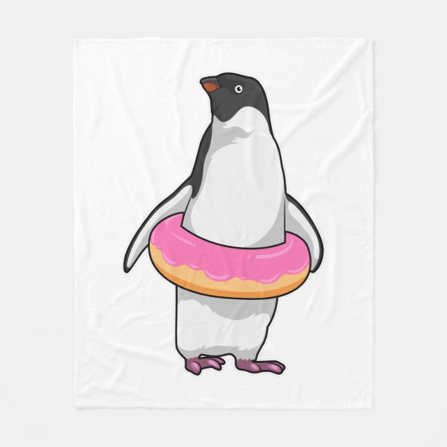 Penguin with Doughnut Fleece Blanket (Front)