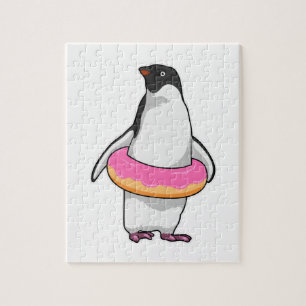 Penguin with Doughnut Jigsaw Puzzle