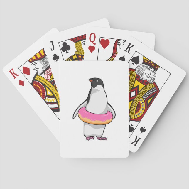 Penguin with Doughnut Playing Cards (Back)