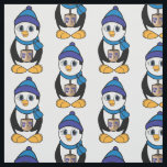 Penguin with Dreidel at Hanukkah Fabric<br><div class="desc">This design features a penguin with a dreidel ready to play a Hanukkah game. For matching items type "penguincornerstore dreidel" into the Zazzle search bar.</div>