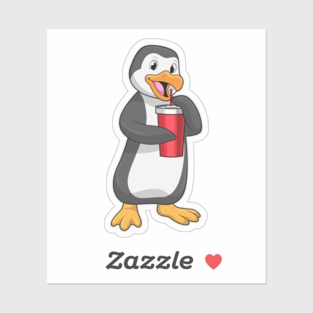 Penguin with Drinking cup with Straw (Sheet)