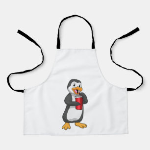 Penguin with Drinking cup with Straw Apron