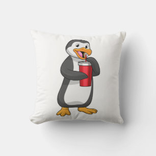 Penguin with Drinking cup with Straw Cushion