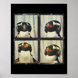 Penguin With Ear Defenders Autism Sensory Autistic Poster
