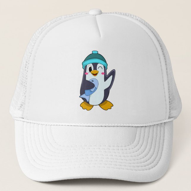 Penguin with Fish & Hat (Front)