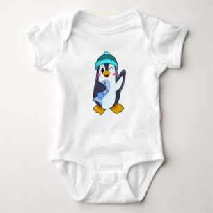 Penguin with Fish & Hat Baby Bodysuit