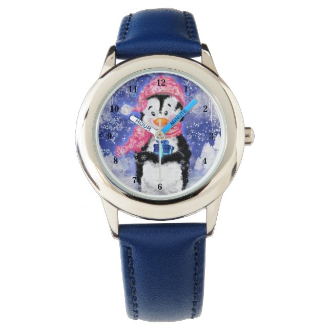 Penguin with Gift Christmas Watch (Front)