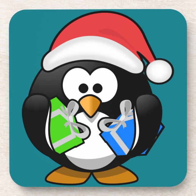 Penguin with Gifts Coaster (Front)