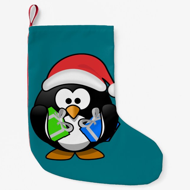Penguin with Gifts Small Christmas Stocking (Front)