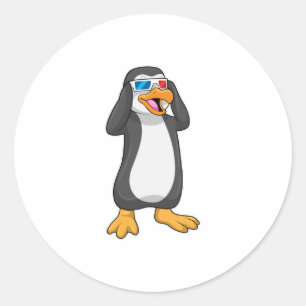 Penguin with Glasses Classic Round Sticker