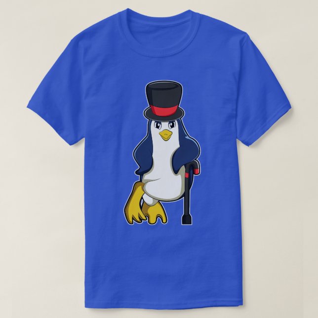 Penguin with Hat Walking stick T-Shirt (Design Front)
