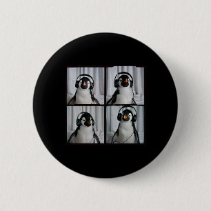 Penguin With Headphones Autism Sensory Zoo Penguin 6 Cm Round Badge
