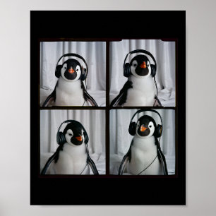 Penguin With Headphones Autism Sensory Zoo Penguin Poster