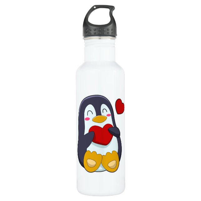 Penguin with Heart 710 Ml Water Bottle (Front)