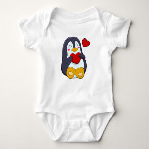 Penguin with Heart Baby Bodysuit