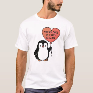 Penguin with Heart Balloon – Cool Design T-Shirt