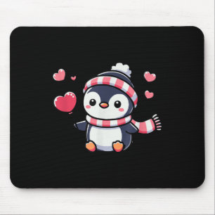 Penguin With Heart Balloon Mouse Pad