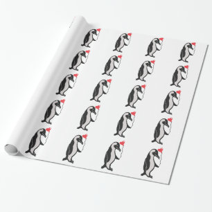 Penguin with Heart Balloon Pattern Wrapping Paper